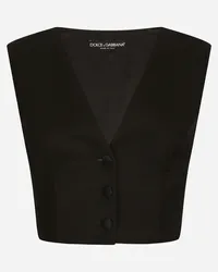 Dolce & Gabbana Gilet Corto In Cady Con Dettagli Bustier - Donna Giacche E Blazer Nero Nero