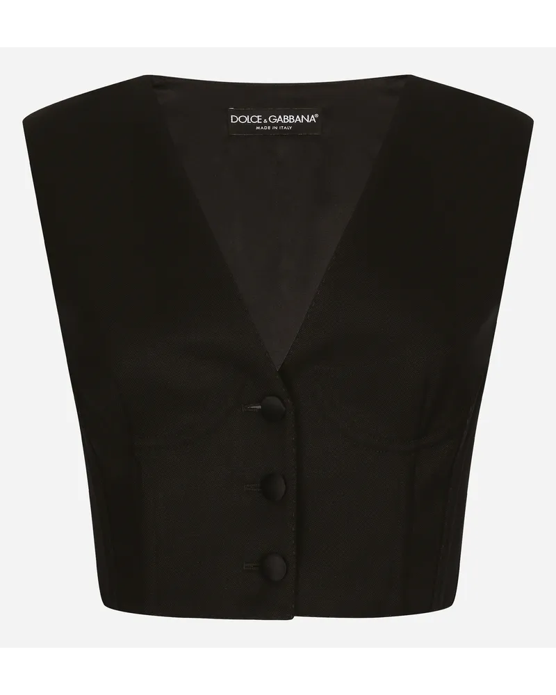 Dolce & Gabbana Gilet Corto In Cady Con Dettagli Bustier - Donna Giacche E Blazer Nero Nero