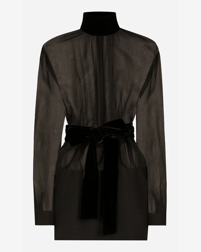 Dolce & Gabbana Abito Corto In Organza E Crêpe Di Lana - Donna Abiti Nero Nero