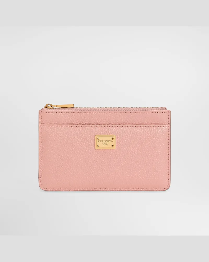Dolce & Gabbana Portacarte In Pelle Di Vitello - Donna Portafogli E Piccola Pelletteria Rosa Rosa