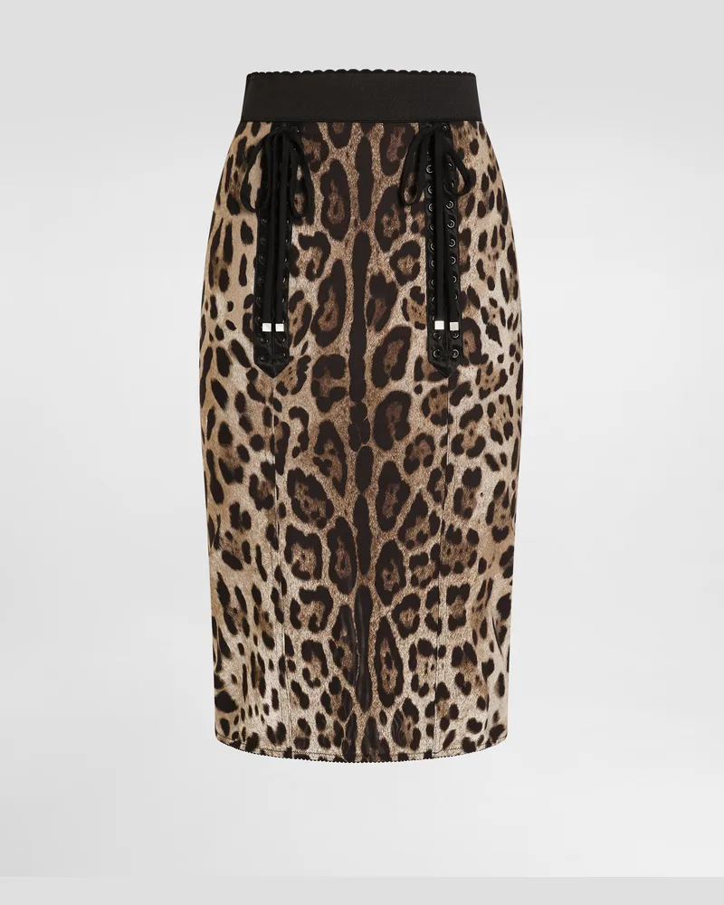 Dolce & Gabbana Gonna In Tessuto Stampa Leo - Donna Gonne Stampa Animalier Leo