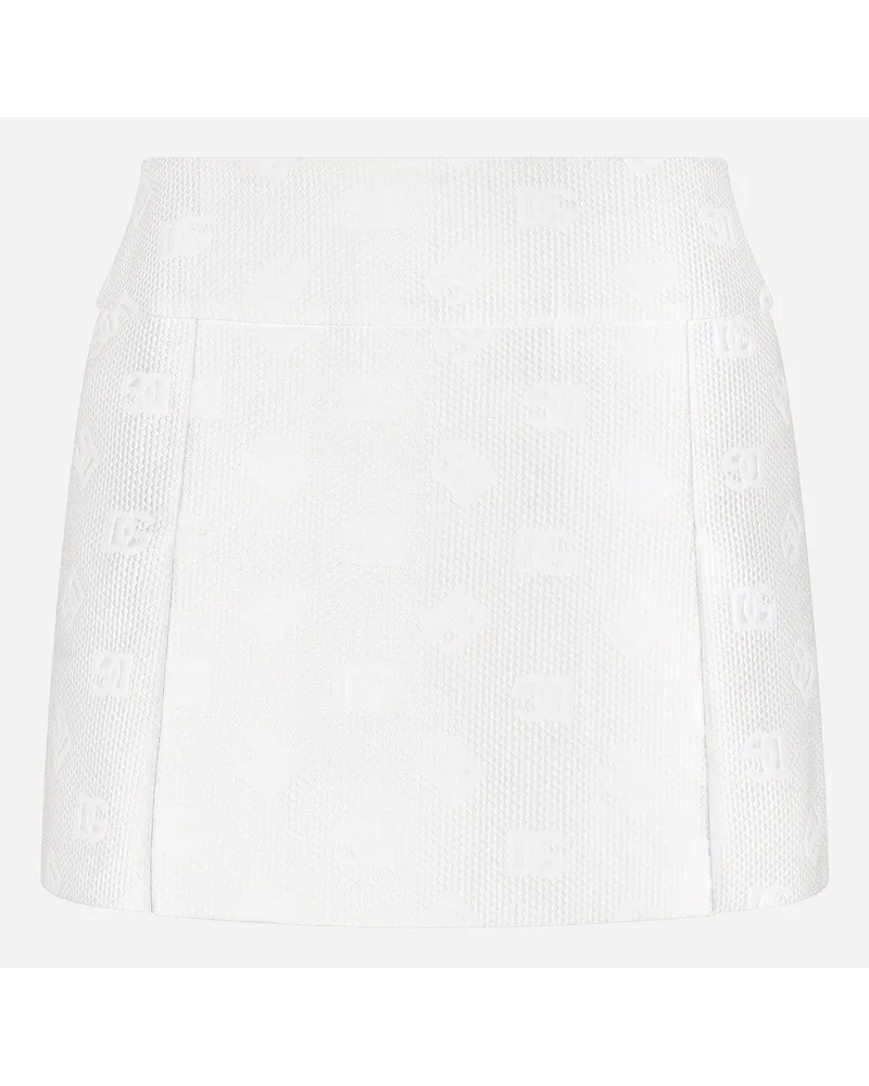Dolce & Gabbana Minigonna In Jacquard Con Logo Dg Allover - Donna Gonne Bianco Bianco