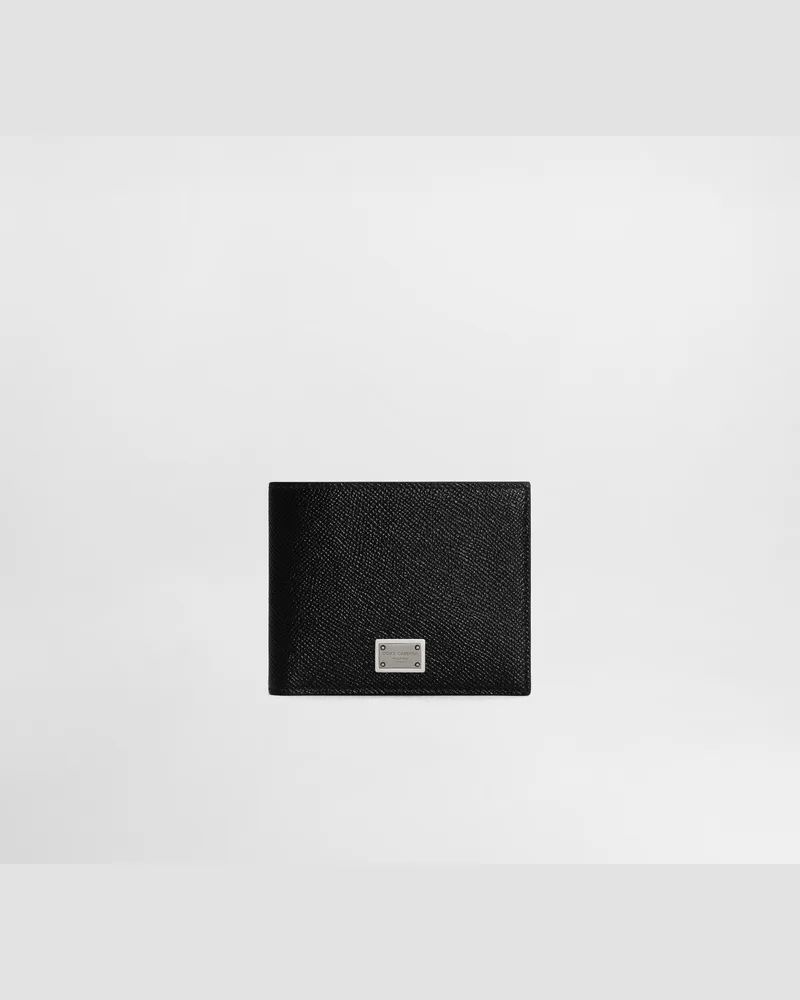 Dolce & Gabbana Portafoglio Con Portamonete In Pelle Di Vitello Con Targhetta Logata - Uomo Portafogli E Piccola Pelletteria Nero Pelle Nero