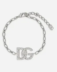 Dolce & Gabbana Bracciale A Catena Con Logo Dg - Uomo Bijoux Argento Metallo Argento