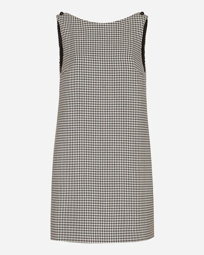 Dolce & Gabbana Abito Corto Senza Maniche In Pied De Poule Di Lana - Donna Abiti Multicolore Quadri-check-tartan