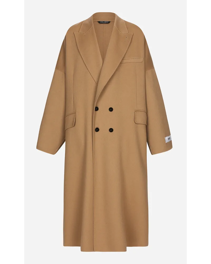 Dolce & Gabbana Cappotto Doppiopetto In Double Cachemire - Uomo Cappotti E Giubbotti Beige Sabbia