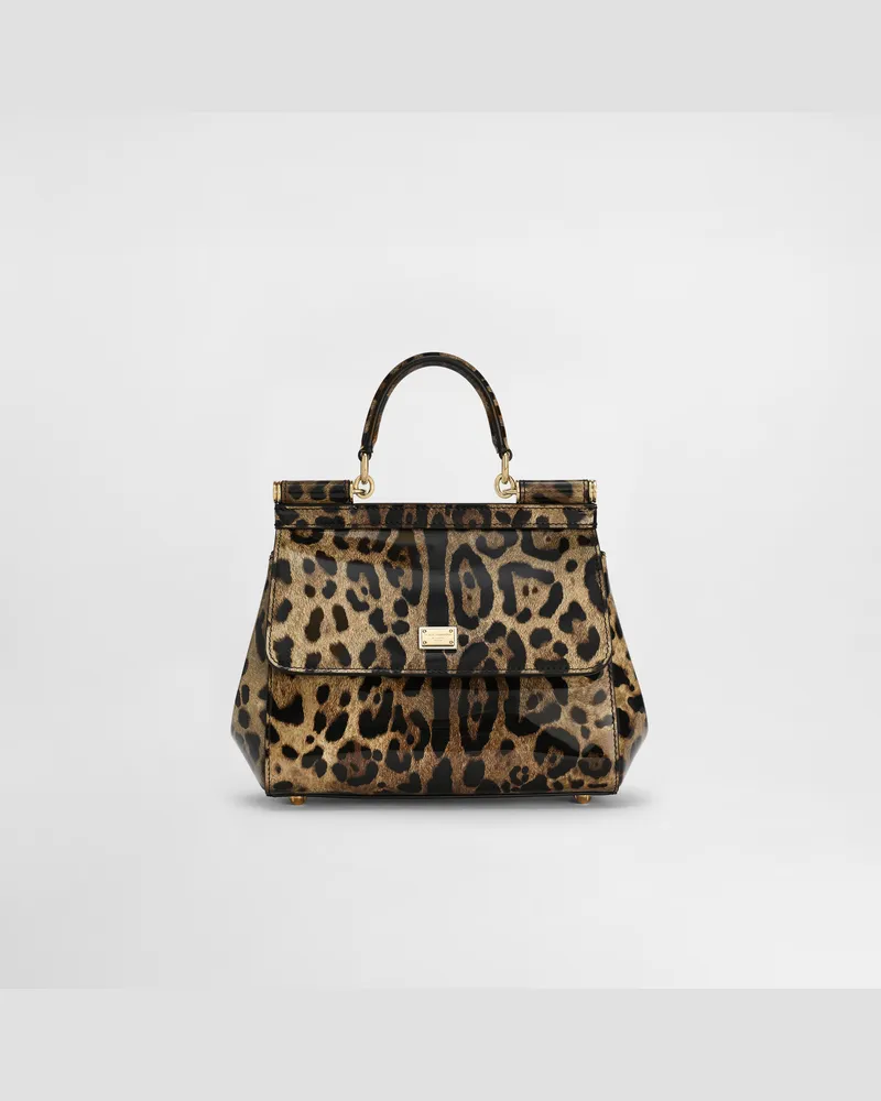 Dolce & Gabbana Borsa A Mano Sicily Media - Donna Borse A Mano Stampa Animalier Leo