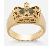 Anello Crown Con Corona E Giada Verde - Uomo Anelli Oro