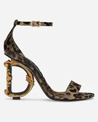 Dolce & Gabbana Sandalo Dg Barocco In Pelle Di Vitello Lucida Stampata - Donna Sandali E Zeppe Stampa Animalier Pelle Leo