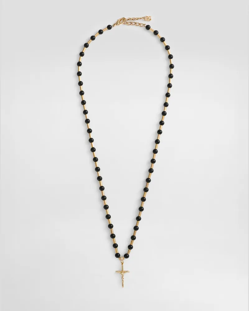 Dolce & Gabbana Collana In Metallo Con Logo - Uomo Bijoux Multicolore Metallo Nero