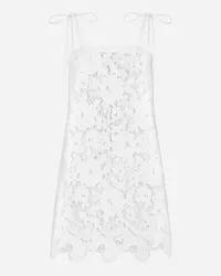 Dolce & Gabbana Mini Abito In Cotone Con Ricamo Intaglio Floreale - Donna Abiti Bianco Bianco