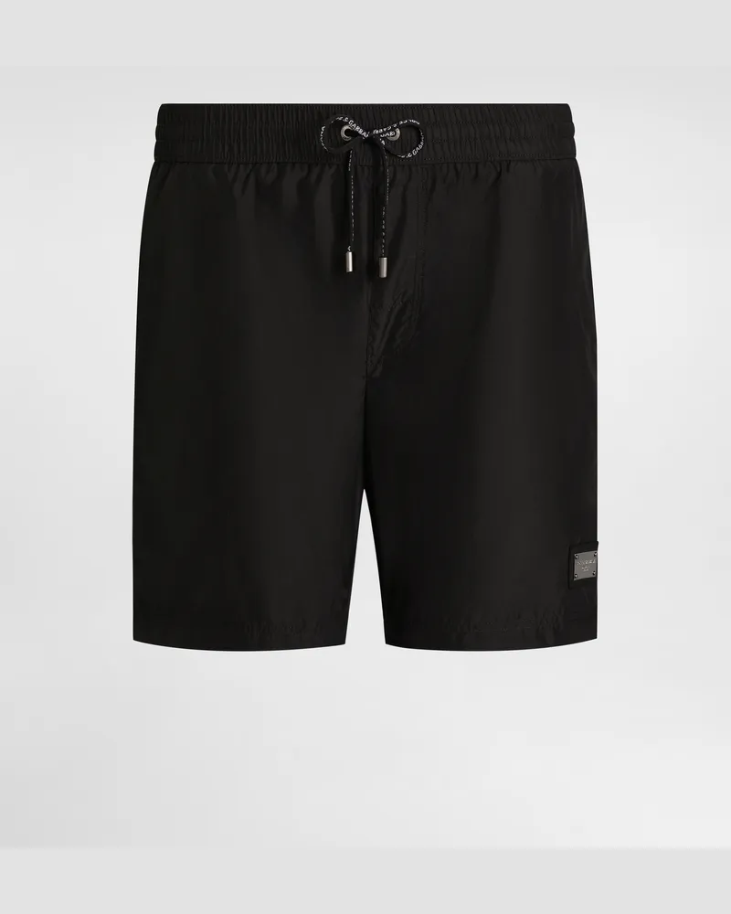 Dolce & Gabbana Boxer Medio - Uomo Beachwear Nero Tessuto Nero