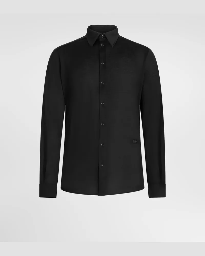 Dolce & Gabbana Camicia Martini In Jersey Mélange - Uomo Camicie Nero Nero