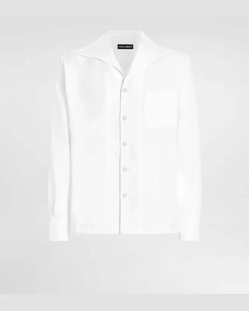 Dolce & Gabbana Camicia Manica Lunga In Lino - Uomo Camicie Bianco Lino Bianco