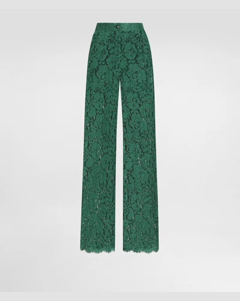 Dolce & Gabbana Pantaloni In Pizzo Cordonetto - Donna Pantaloni E Shorts Verde Verde