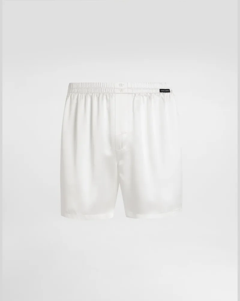 Dolce & Gabbana Boxer In Raso Di Seta - Uomo Intimo E Loungewear Bianco Bianco