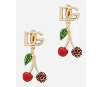 Earrings With Dg Logo And Cherries - Donna Bijoux Oro Metallo