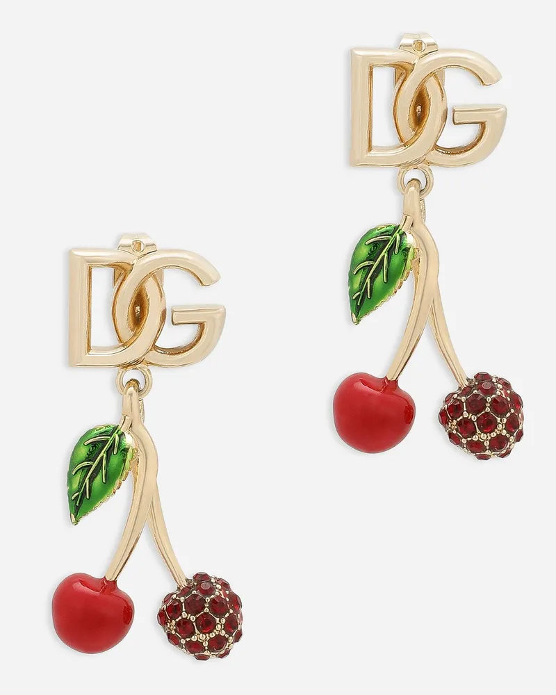 Dolce & Gabbana Earrings With Dg Logo And Cherries - Donna Bijoux Oro Metallo Oro