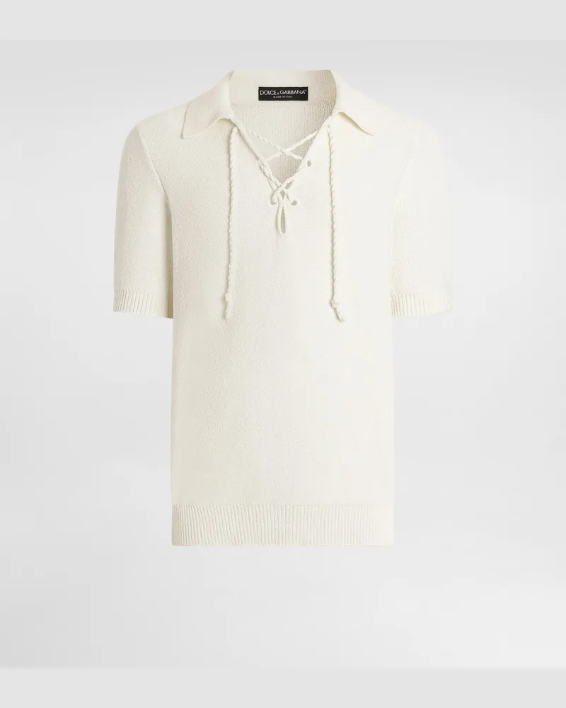 Dolce & Gabbana Pullover Serafino Con Coulisse - Uomo Maglieria Beige Beige