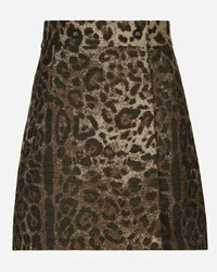 Dolce & Gabbana Gonna Corta In Lana Jacquard Leopardo - Donna Gonne Stampa Animalier Lana Tess.accoppiato-doub