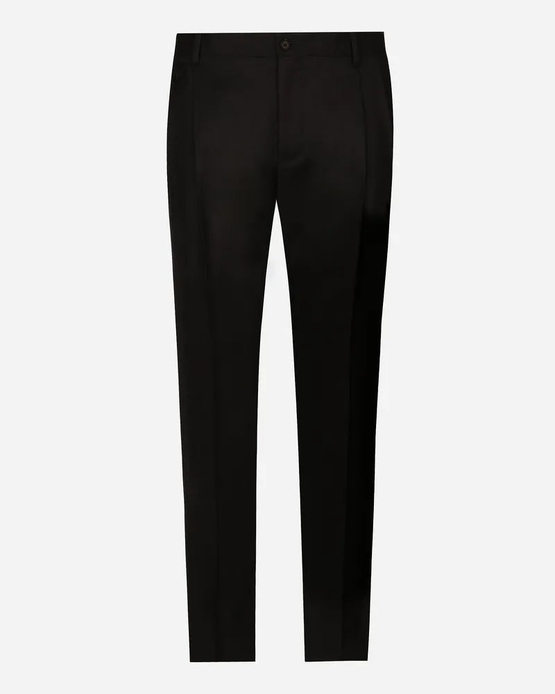 Dolce & Gabbana Pantalone Sartoriale In Flanella - Uomo Pantaloni E Shorts Nero Nero