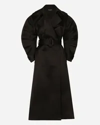 Dolce & Gabbana Trench In Duchesse Con Maniche Arricciate - Donna Cappotti E Giubbotti Nero Nero