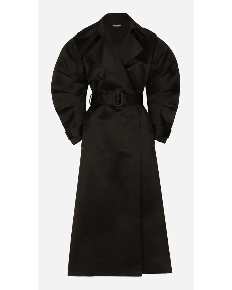 Dolce & Gabbana Trench In Duchesse Con Maniche Arricciate - Donna Cappotti E Giubbotti Nero Nero