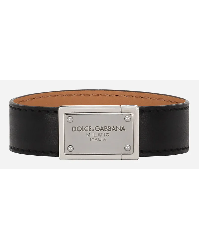 Dolce & Gabbana Bracciale In Pelle Di Vitello - Uomo Bijoux Nero Pelle Nero