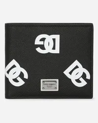 Dolce & Gabbana Portafoglio Bifold In Pelle Di Vitello Stampa Dg Allover - Uomo Portafogli E Piccola Pelletteria Nero Pelle Dg