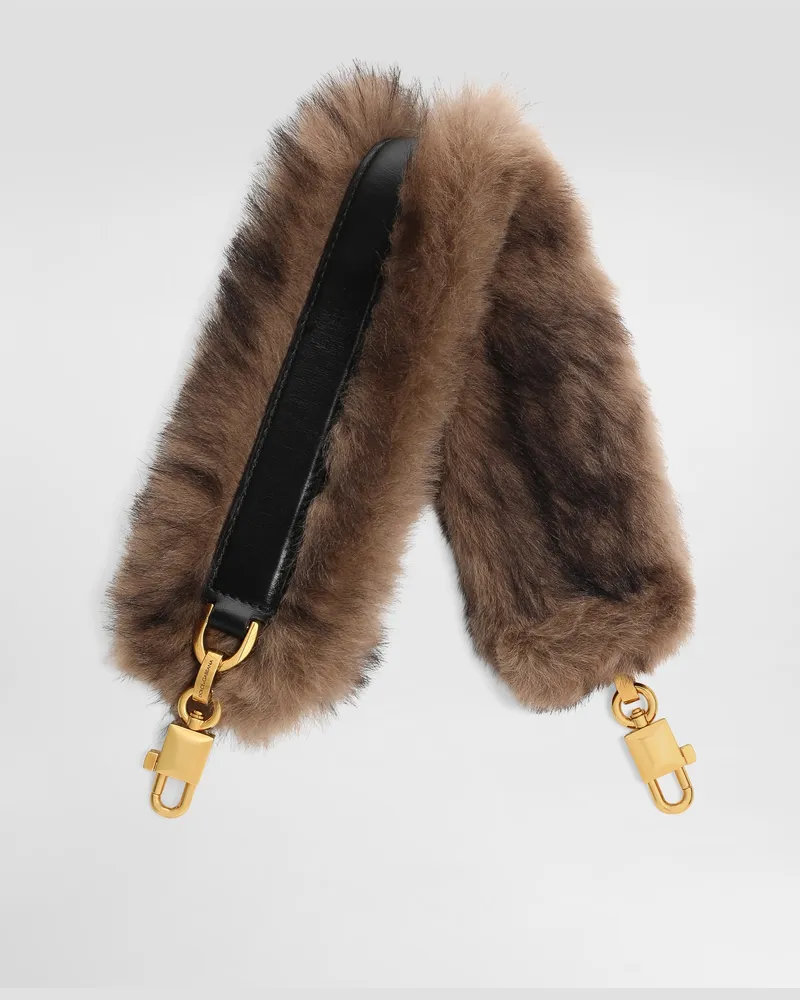 Dolce & Gabbana Tracolla Per Borse In Pelliccia Di Montone E Pelle Di Vitello Palmellata - Donna Accessori Per Borse E Tracolle Multicolore Multicolore