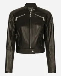 Dolce & Gabbana Nappa Leather Biker Jacket - Donna Cappotti E Giubbotti Nero Pelle Nero