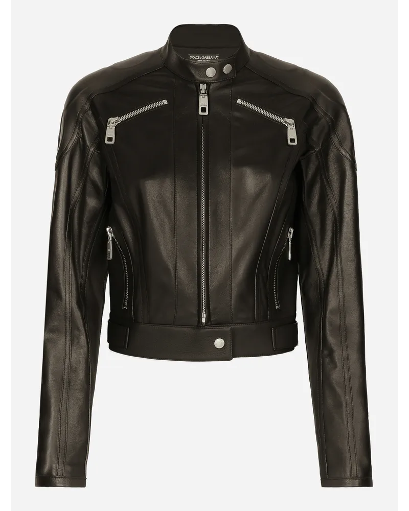 Dolce & Gabbana Nappa Leather Biker Jacket - Donna Cappotti E Giubbotti Nero Pelle Nero