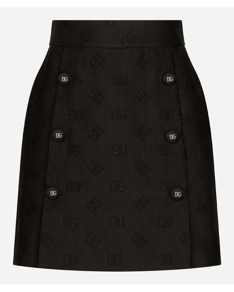Dolce & Gabbana Minigonna In Jacquard Con Logo Dg Allover - Donna Gonne Nero Nero