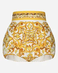 Dolce & Gabbana Shorts Culotte A Palloncino In Popeline Di Cotone Stampa Maiolica - Donna Pantaloni E Shorts Stampa Stampa