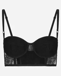 Dolce & Gabbana Bustier A Balconcino In Pizzo Con Spalline - Donna Intimo Nero Pizzo Nero