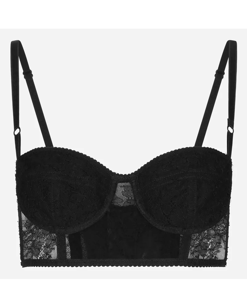 Dolce & Gabbana Bustier A Balconcino In Pizzo Con Spalline - Donna Intimo Nero Pizzo Nero