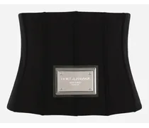Dolce & Gabbana Cintura Bustier In Jersey Tecnico Con Placca Dg - Donna Cinture Nero Tessuto Nero