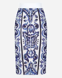 Dolce & Gabbana Majolica Print Midi Skirt - Donna Gonne Blu Tessuto Tris