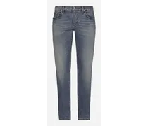 Jeans Skinny Stretch Lavato Con Baffature - Uomo Denim Multicolore Denim