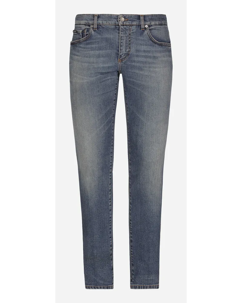 Dolce & Gabbana Jeans Skinny Stretch Lavato Con Baffature - Uomo Denim Multicolore Denim Variante