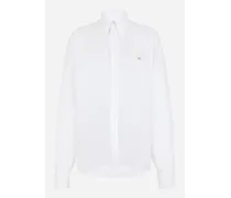 Cotton Shirt With Dg Logo - Donna Camicie E Top Bianco Cotone