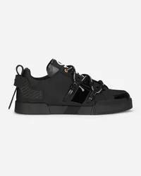 Dolce & Gabbana Sneaker Portofino In Vitello E Vernice - Uomo Sneaker Multicolore Pelle Nero