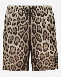 Dolce & Gabbana Boxer Da Mare Medio Stampa Leopardo - Uomo Beachwear Stampa Animalier Nylon Leo