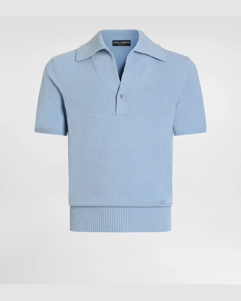 Dolce & Gabbana Polo In Maglia Rasata - Uomo Maglieria Azzurro Azzurro