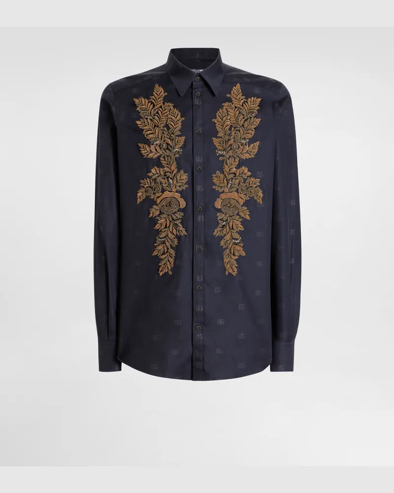 Dolce & Gabbana Camicia Martini In Popeline Stampa Logo - Uomo Camicie Multicolore Multicolore