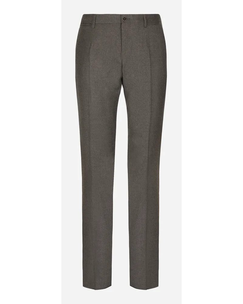 Dolce & Gabbana Pantalone In Flanella Stretch - Uomo Pantaloni E Shorts Grigio Lana Melange
