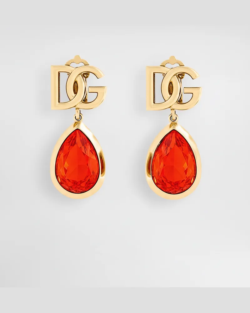 Dolce & Gabbana Orecchini A Clip Con Logo - Donna Bijoux Arancione Metallo Arancione