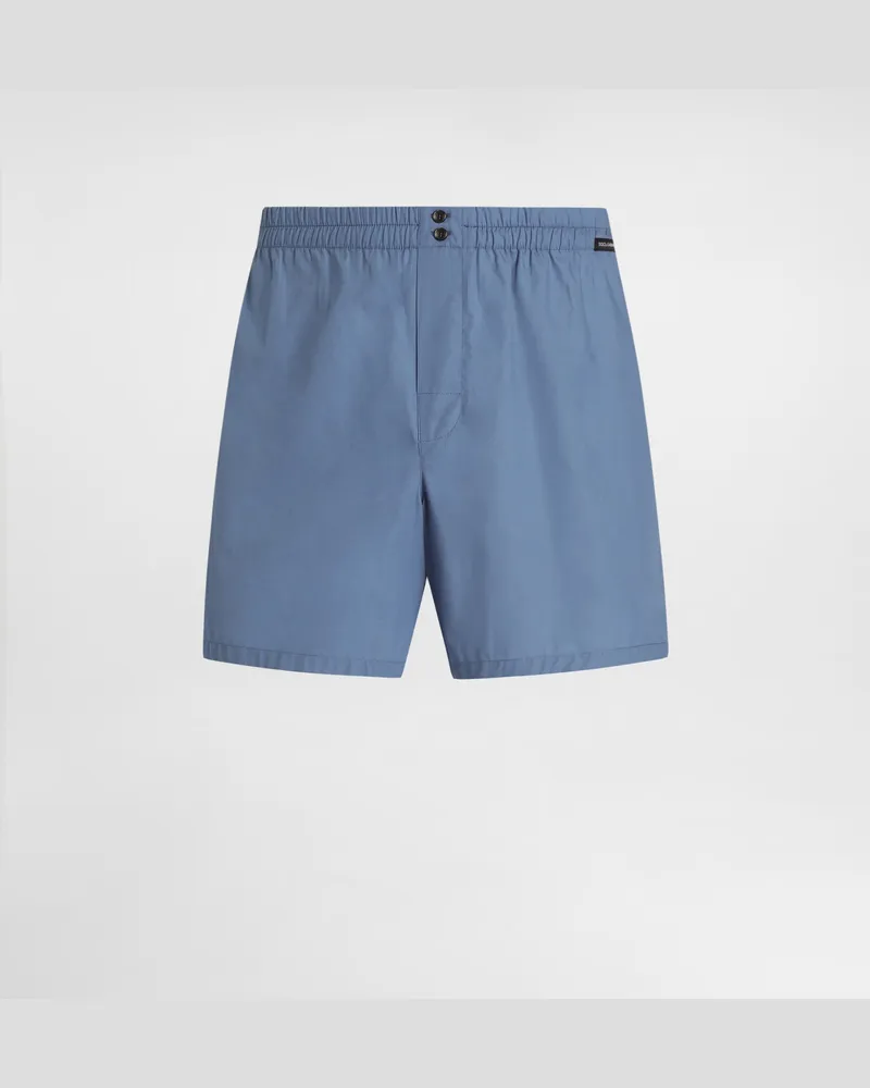 Dolce & Gabbana Boxer In Popeline Di Cotone - Uomo Intimo E Loungewear Azzurro Azzurro