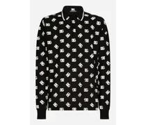 Dolce & Gabbana Polo Manica Lunga In Cotone Dg Monogram - Uomo T-shirts E Polo Nero Nero