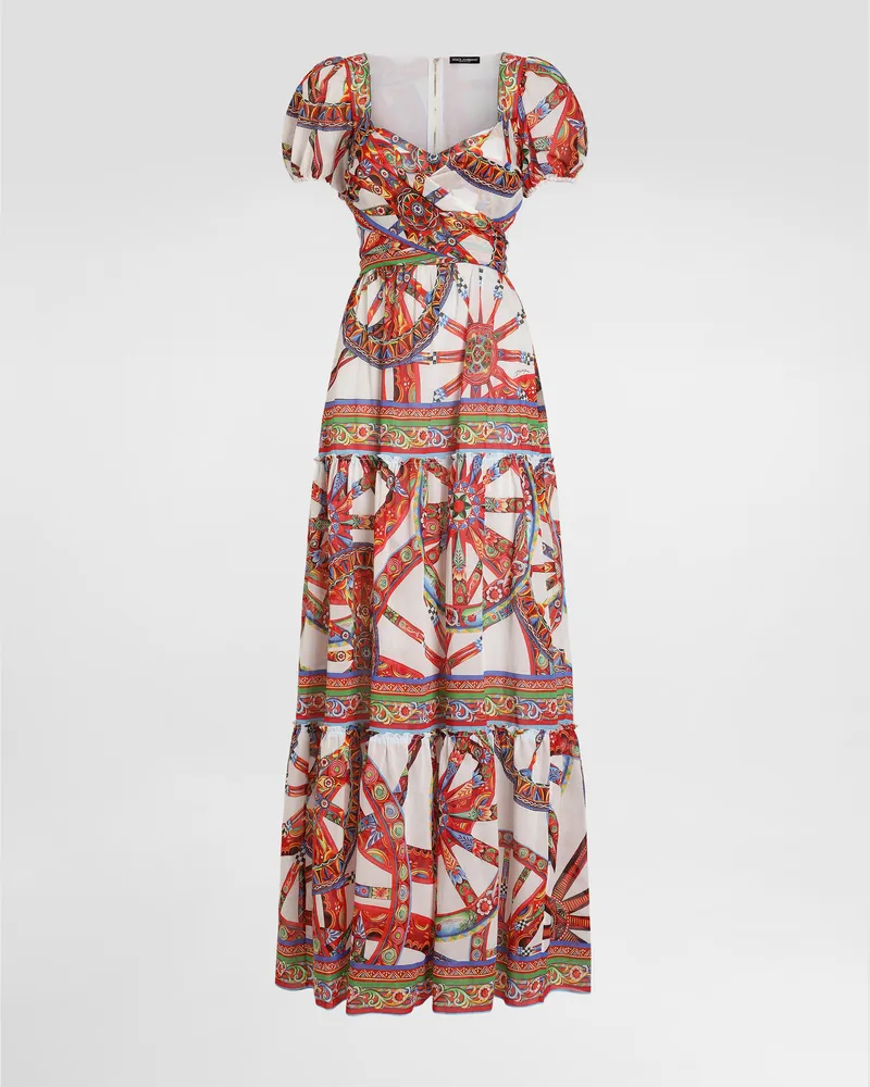 Dolce & Gabbana Abito Lungo In Batista Stampa Carretto - Donna Abiti Multicolore Variante